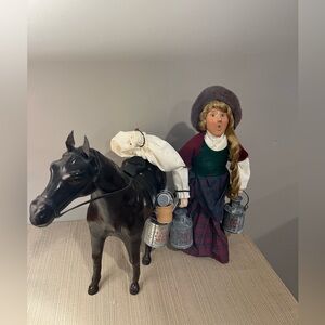 Byers Choice Carolers Cries of London 1997 Milk Maid with Peddler Horse.